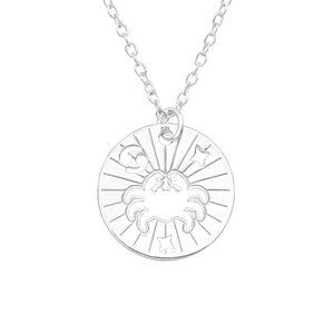 Sterling Silver Cancer Zodiac Sign Birth Necklace